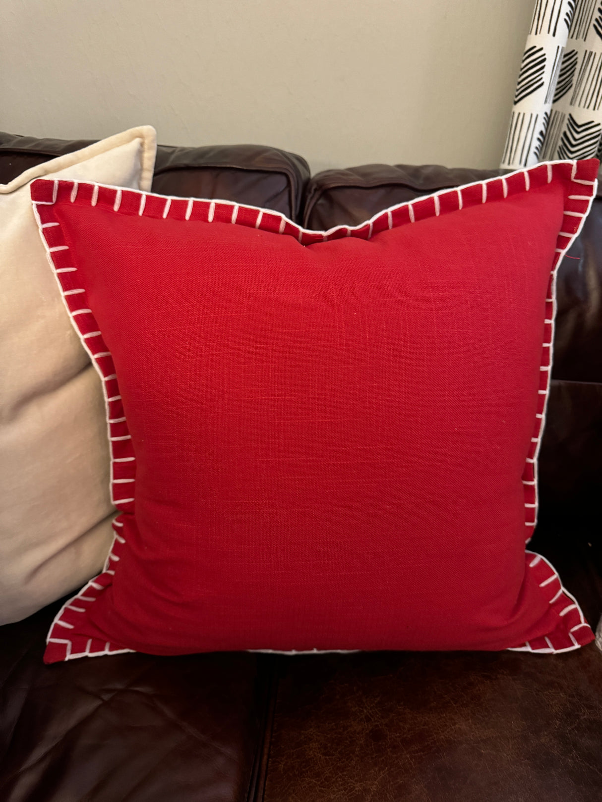 Red Chunky Whip Stitch Pillow