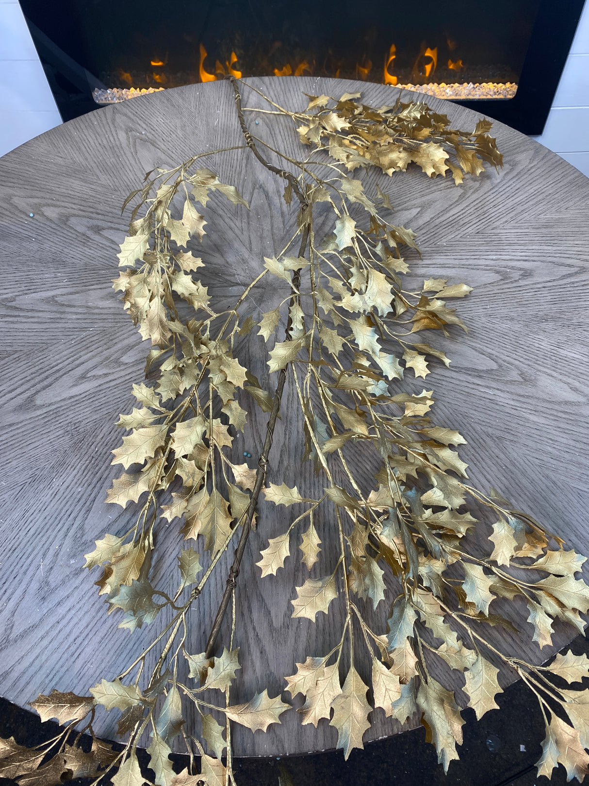 5' Gold Holly Leaf Garland