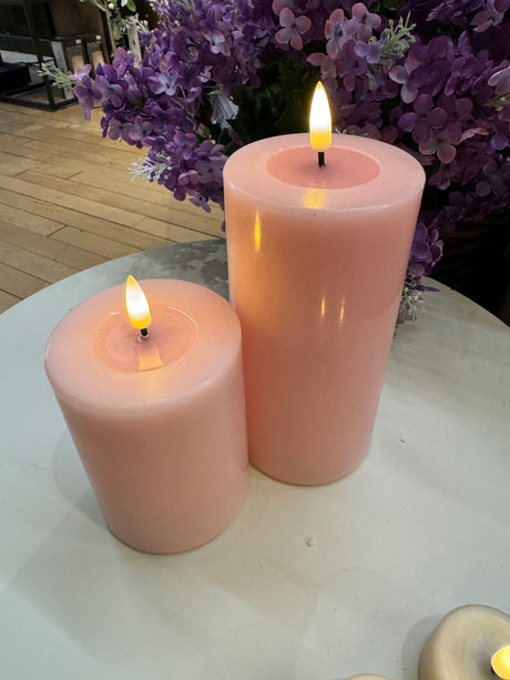 Deluxe Light Pink LED Candle 3X4 Inch