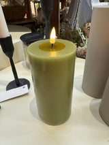 Deluxe Olive Green LED Candle 3X6 In