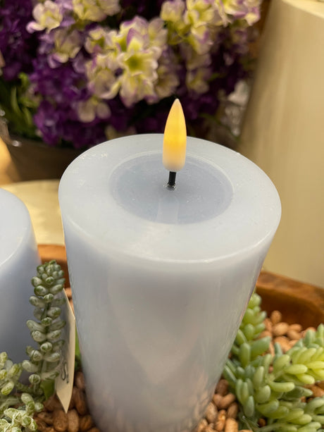 Deluxe Dust Blue LED Candle 3X6 Inch