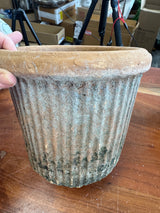 8" Antiqued Redstone Ribbed Pot