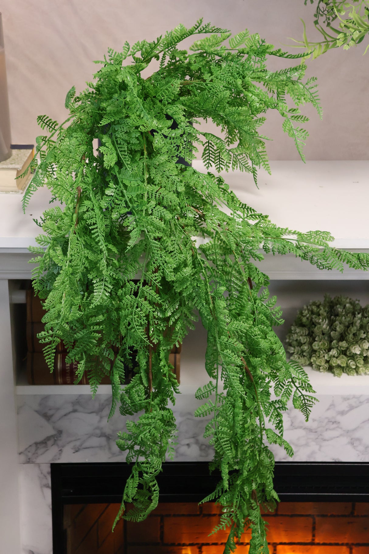 Real Touch Leather Fern Hanging Bush