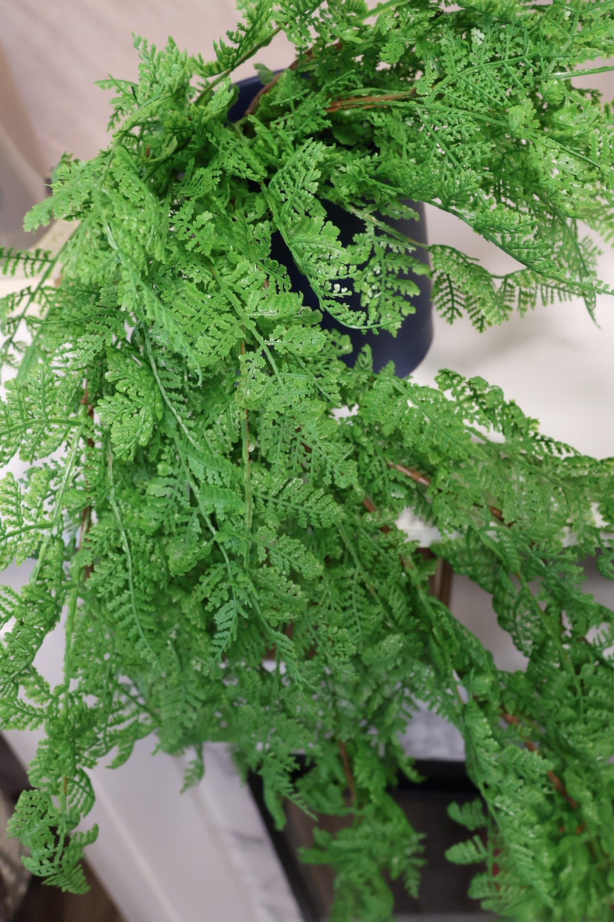 Real Touch Leather Fern Hanging Bush