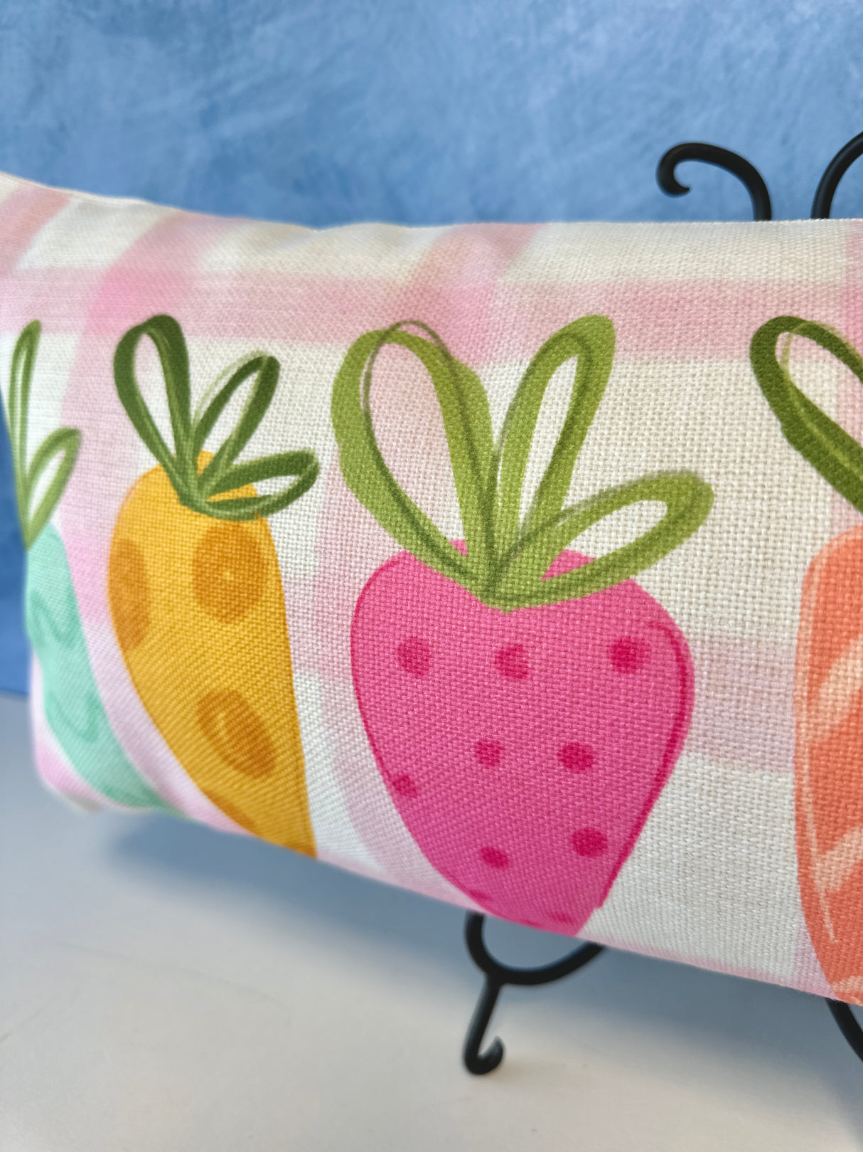 Gingham Carrot Lumbar Pillow