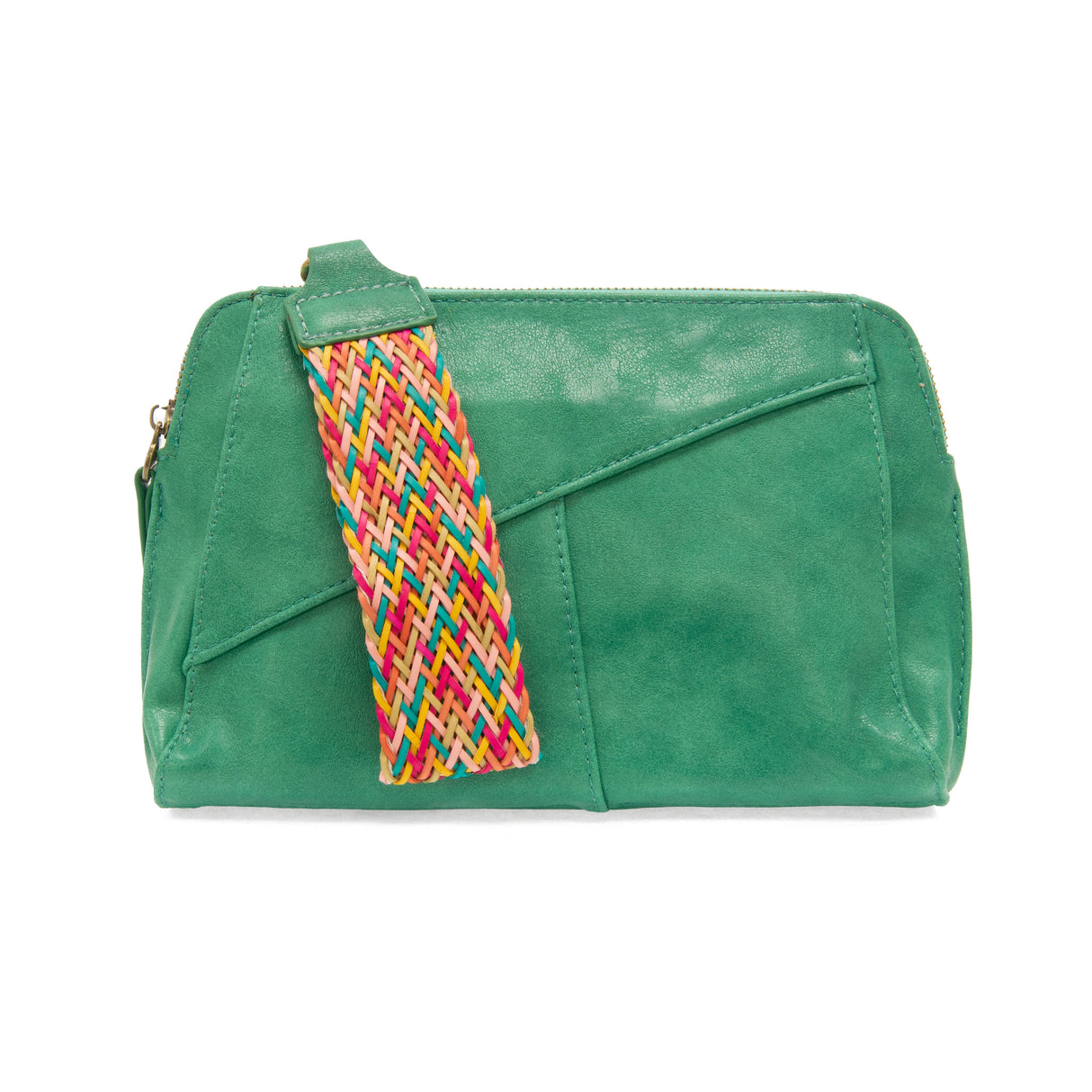 Green Gigi Crossbody with Woven Wrist Strap