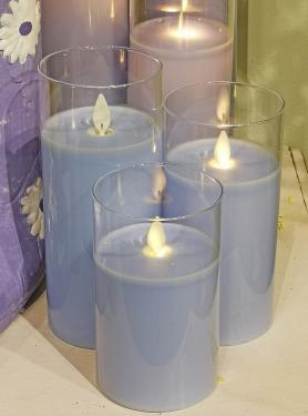 Blue Moving LED Glass Candle Set