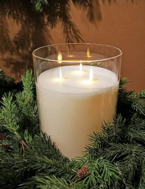 Cream 3-Wick 6x8" LED Candle