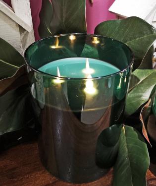 Dark Green 3-Wick 6x8" LED Candle