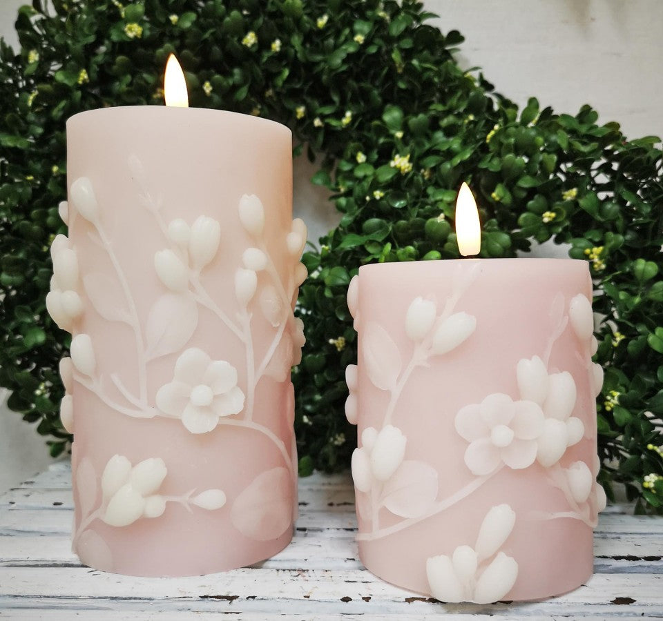 Pink LED Jasmine Candle Set of 2