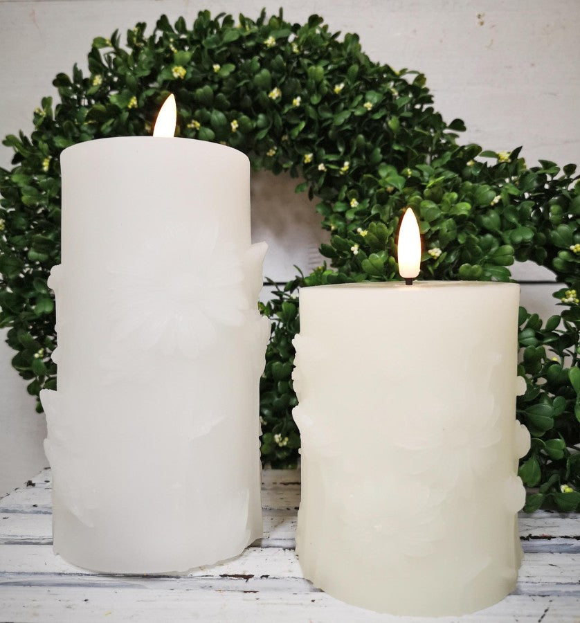 White LED Jasmine Candle Set of 2