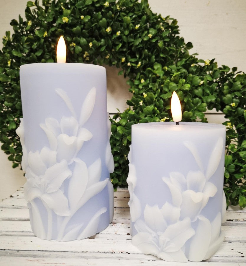 Blue LED Jasmine Candle Set of 2