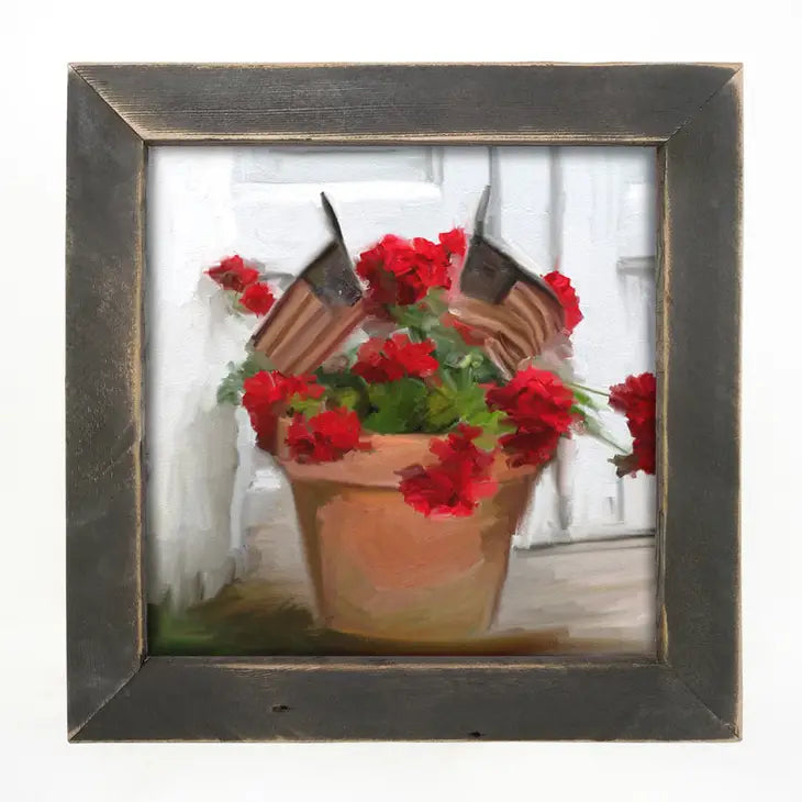 Large Geraniums with Flags Art
