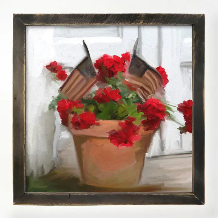 XL Geraniums with Flags Art -Pickup Only