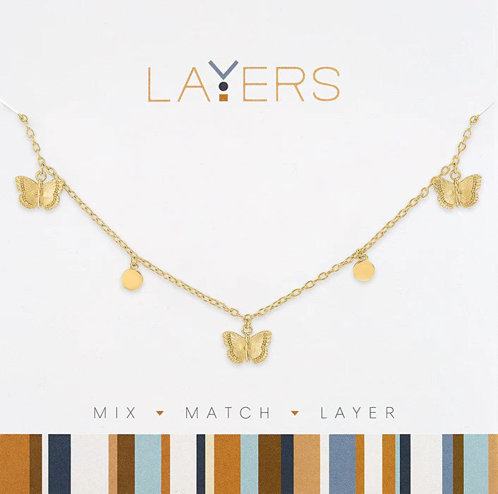 Multi Petite Butterflies Layers Necklace