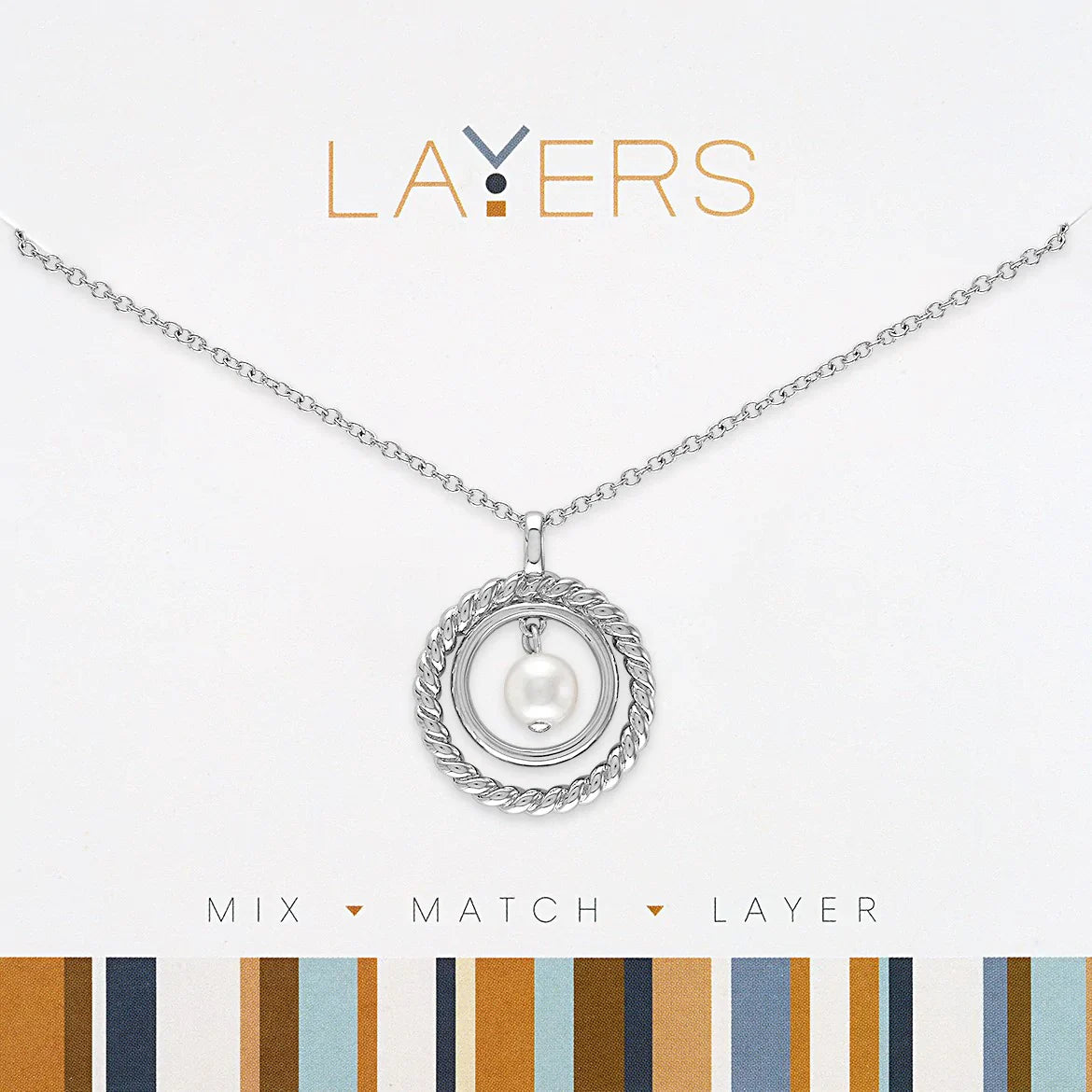 Silver Double Open Circle Layers Necklace