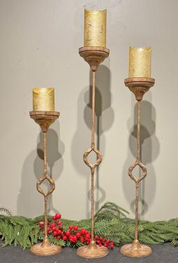 Antiqued Taper Candleholder Set