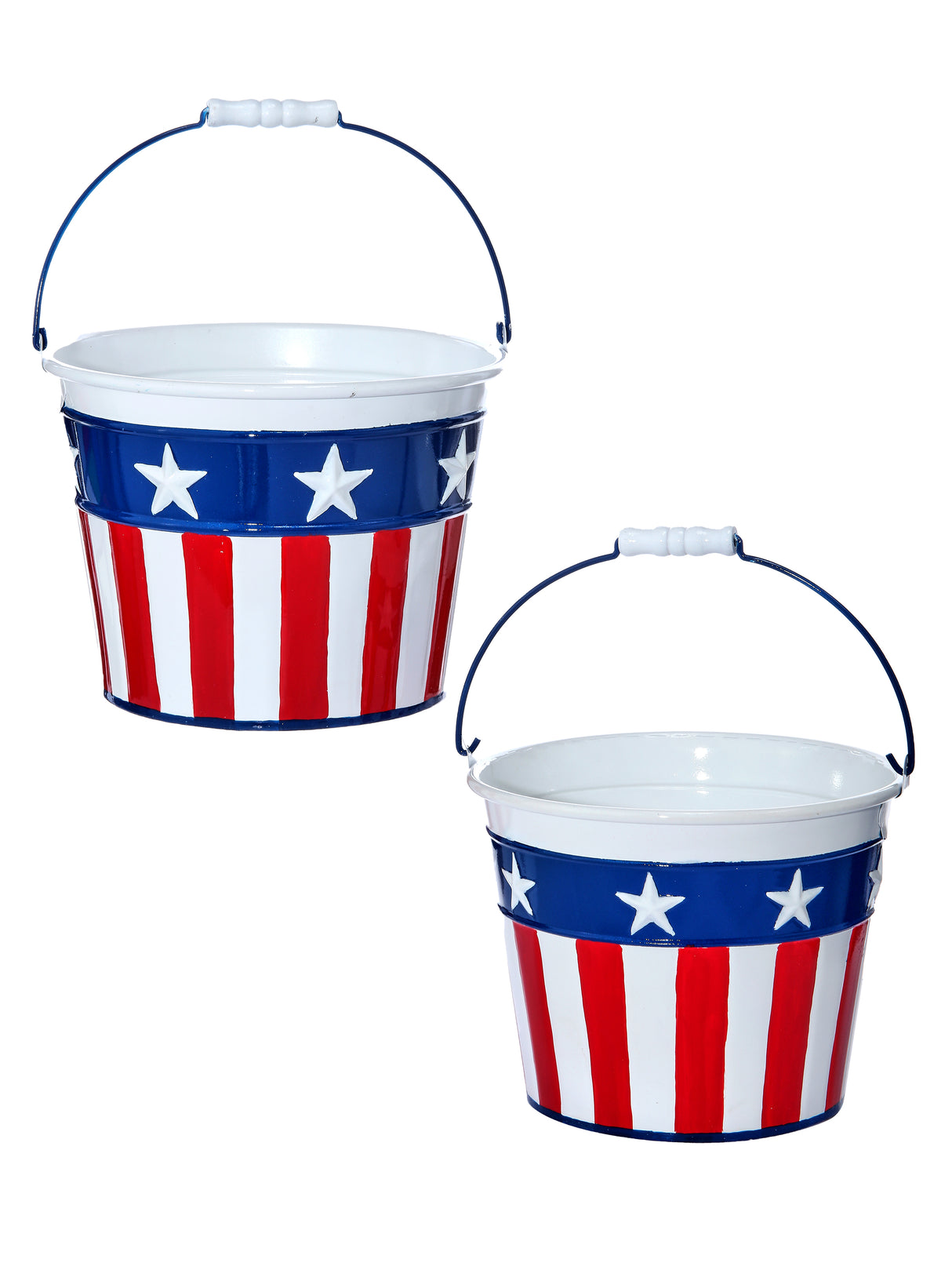 Metal Stars & Stripes Handle Bucket- 2 Sizes