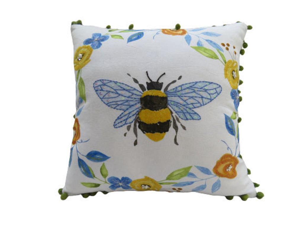 Embroidered hotsell bee pillow