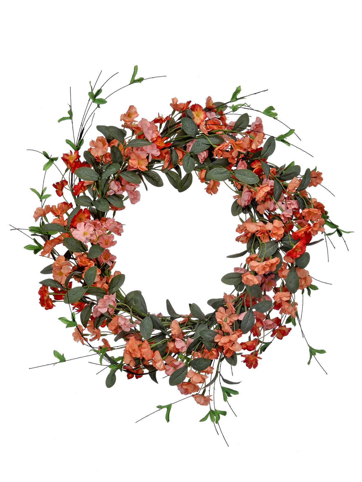 24" Orange Mini Garden Blossom Wreath