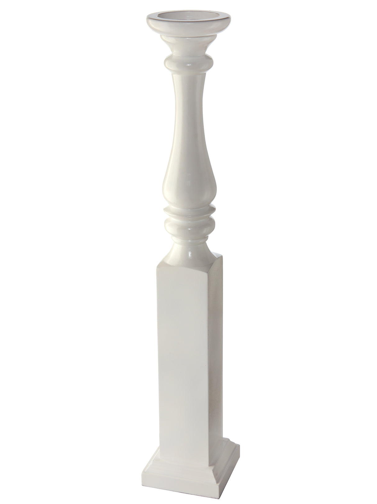 Large White Wood Candlestick