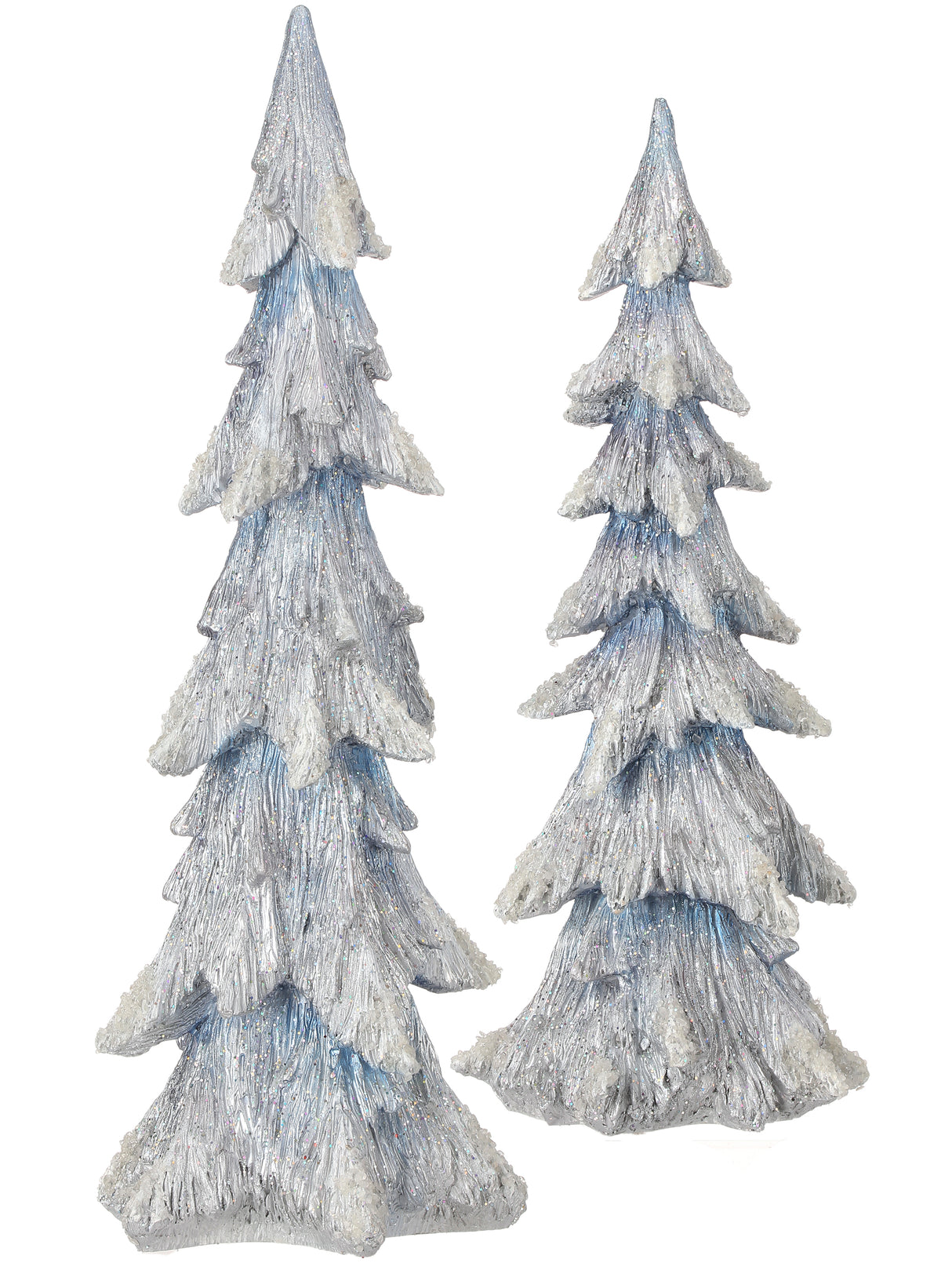 Resin Winter Snowfal Tree Set of 2