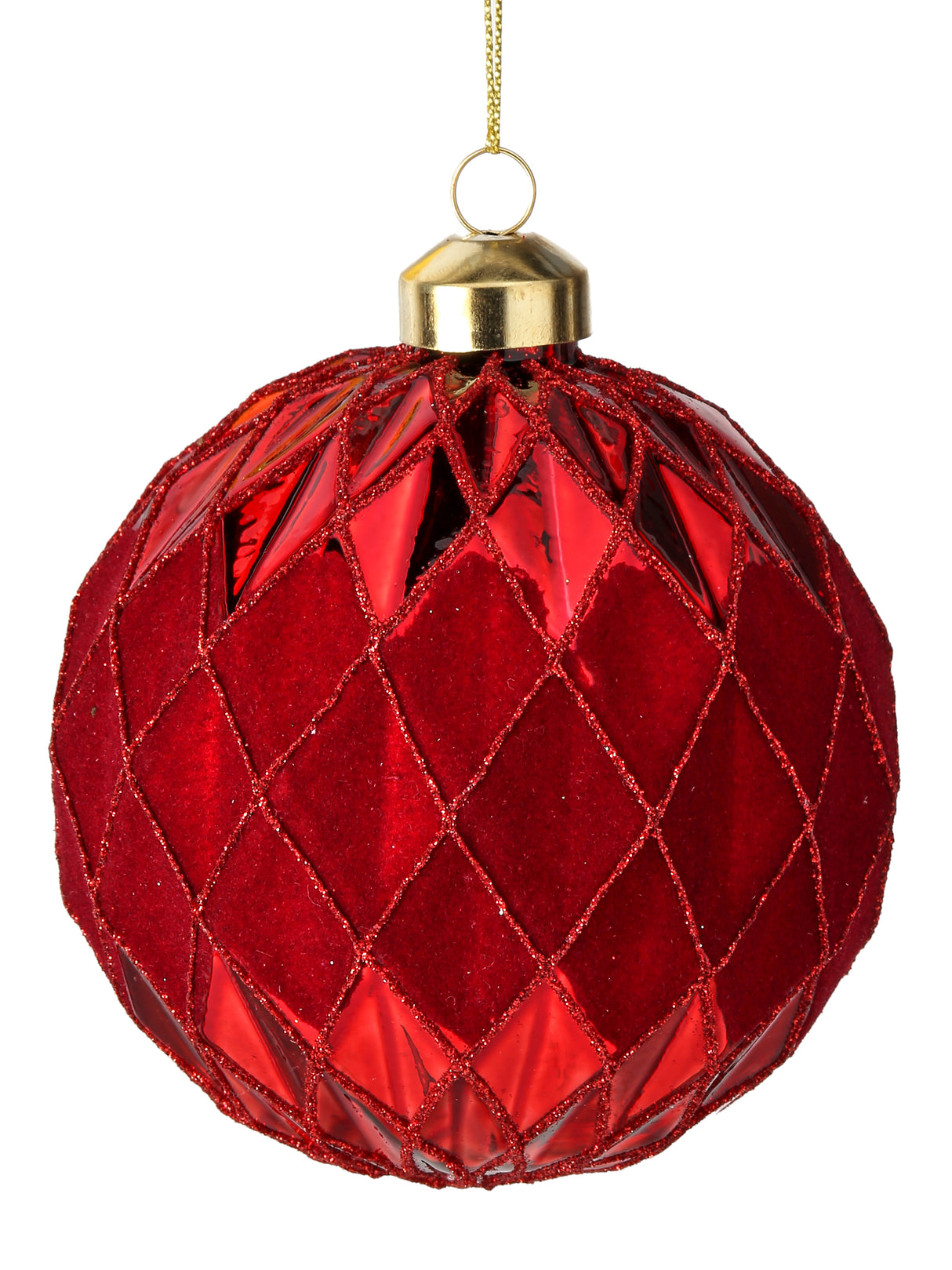 Glass Velvet Quilted Diamond Ornament