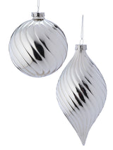 Glass Shiny Silver Ornament - 2 Styles