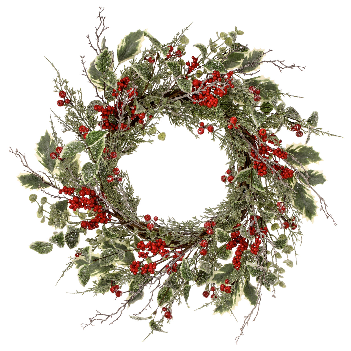 Winter Frosted Berry & Holly Wreath