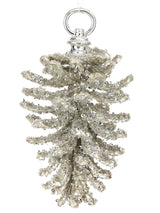 Small Platinum Iced Pinecone Ornament