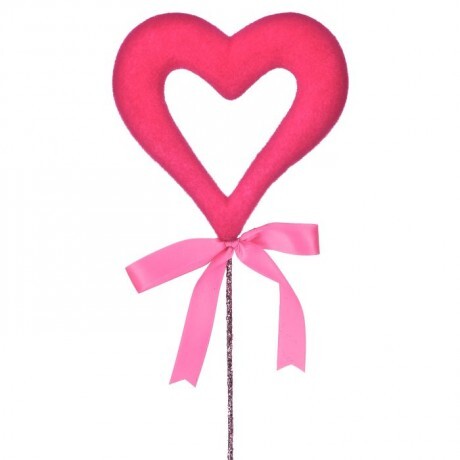 Pink Flocked Open Heart Pick