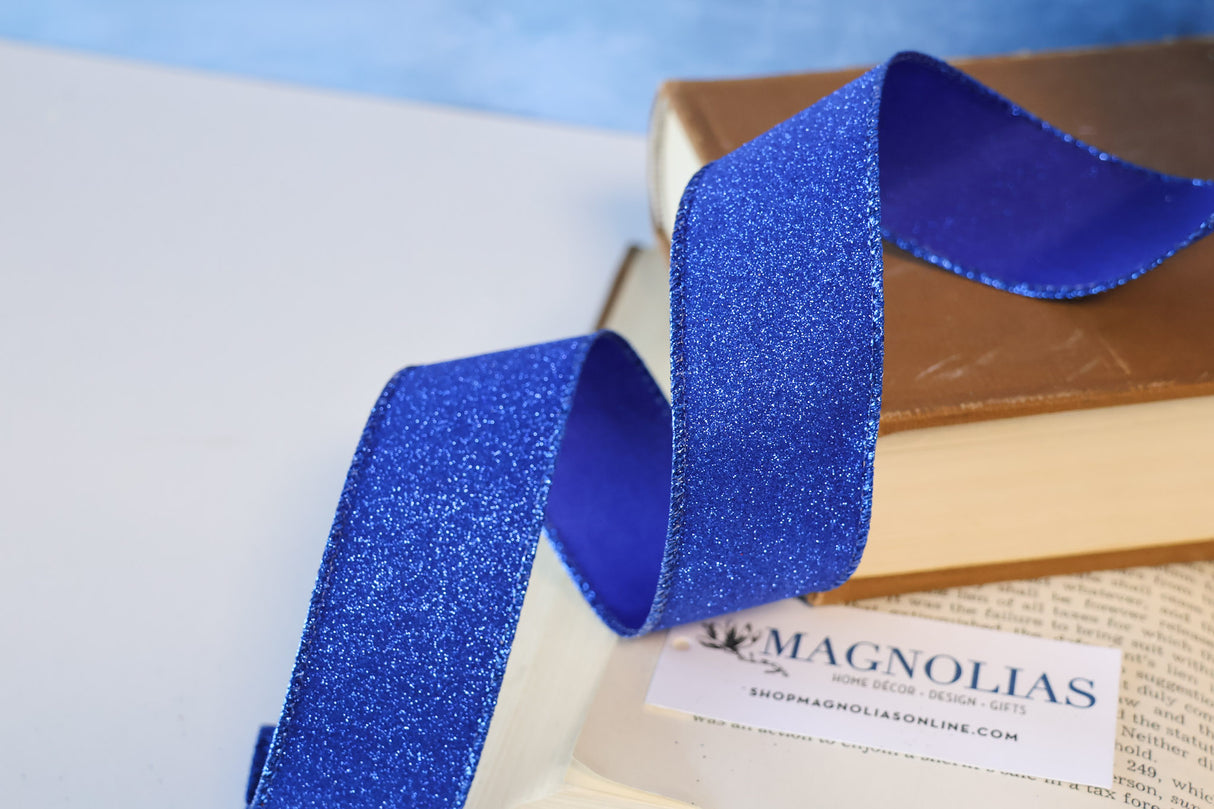 1.5" Royal Blue Glitter Ribbon Bolt