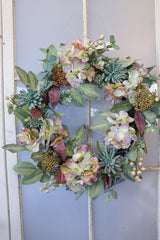 22" Hydrangea Succulent Wreath