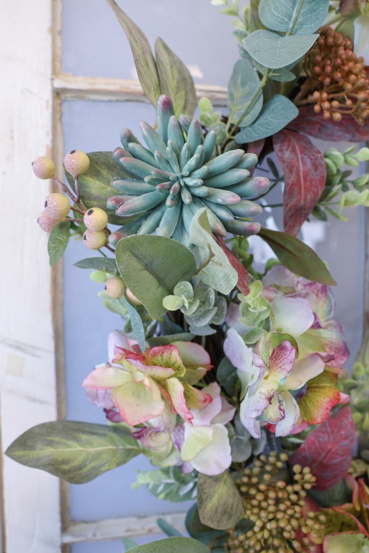 22" Hydrangea Succulent Wreath