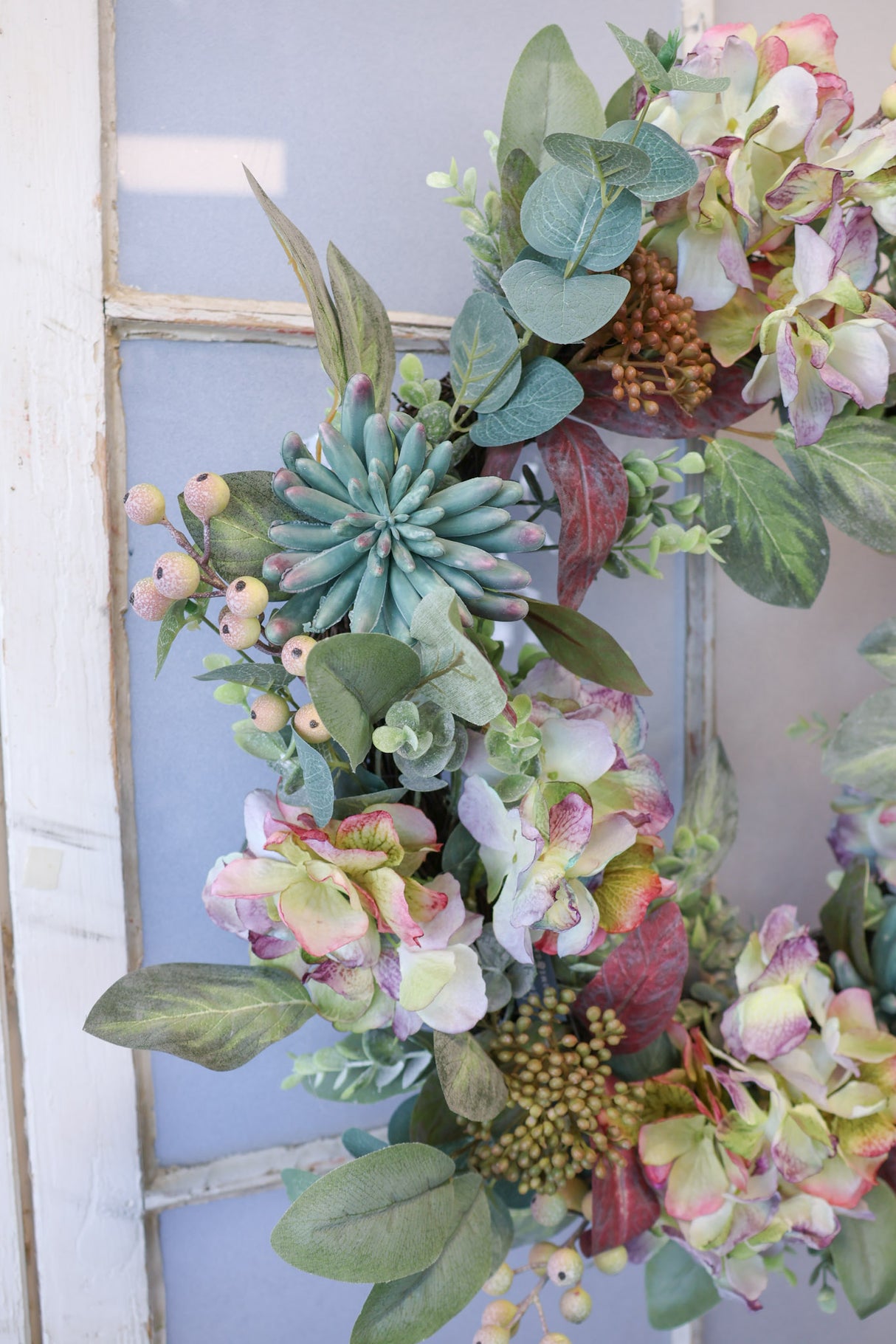 22" Hydrangea Succulent Wreath