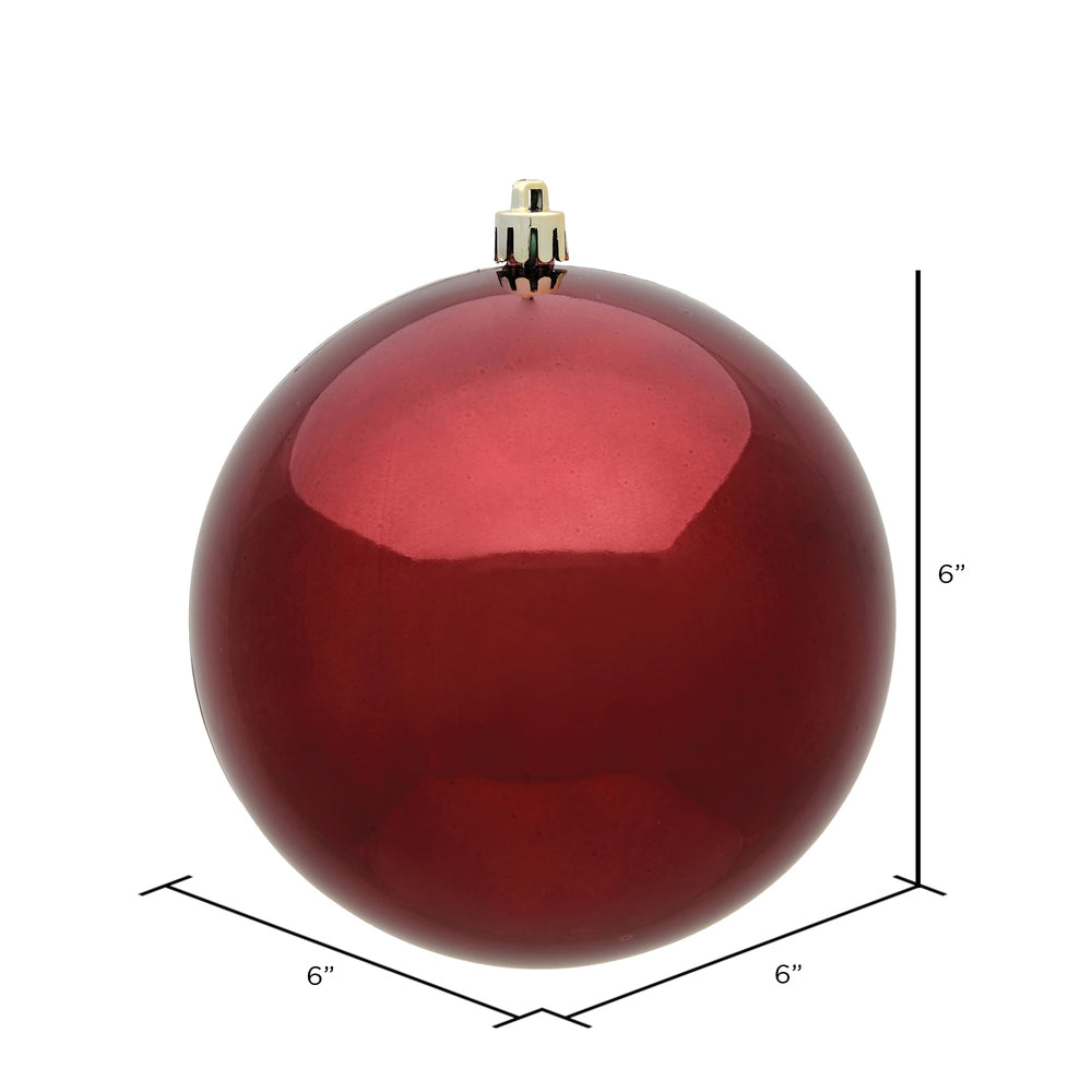 6" Burgundy Shiny Ball UV 4/Bag