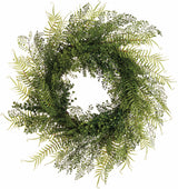 24" Mixed Greens Fern Wreath