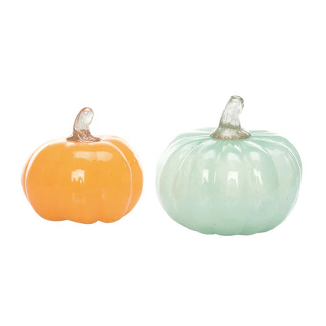 Glass Chalky Matte Pumpkin Set of 2