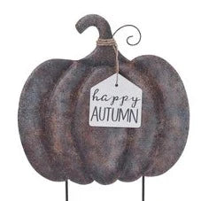 Metal Rustic Pumpkin Yard Stake -2 Styles