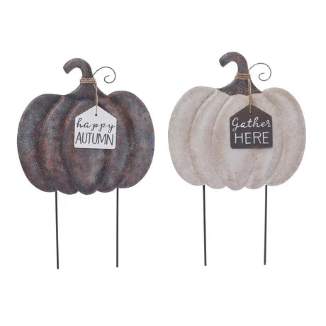 Metal Rustic Pumpkin Yard Stake -2 Styles