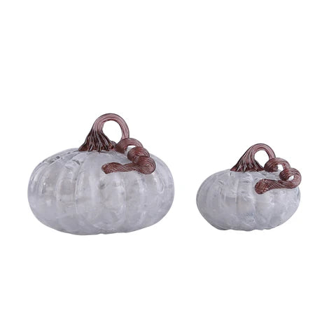 Glass Smokey Pumpkins Set of 2