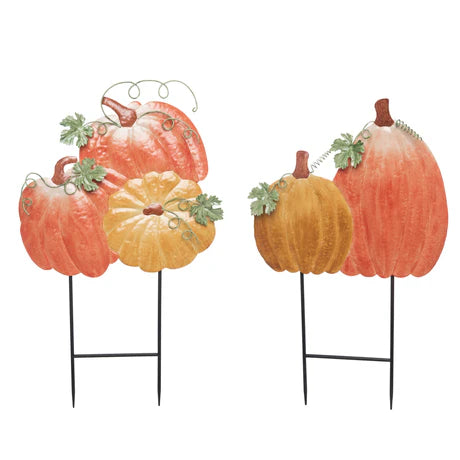 Metal Pumpkin Yard Stake -2 Styles