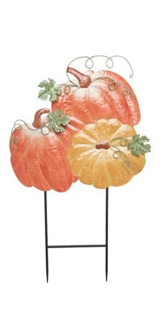 Metal Pumpkin Yard Stake -2 Styles