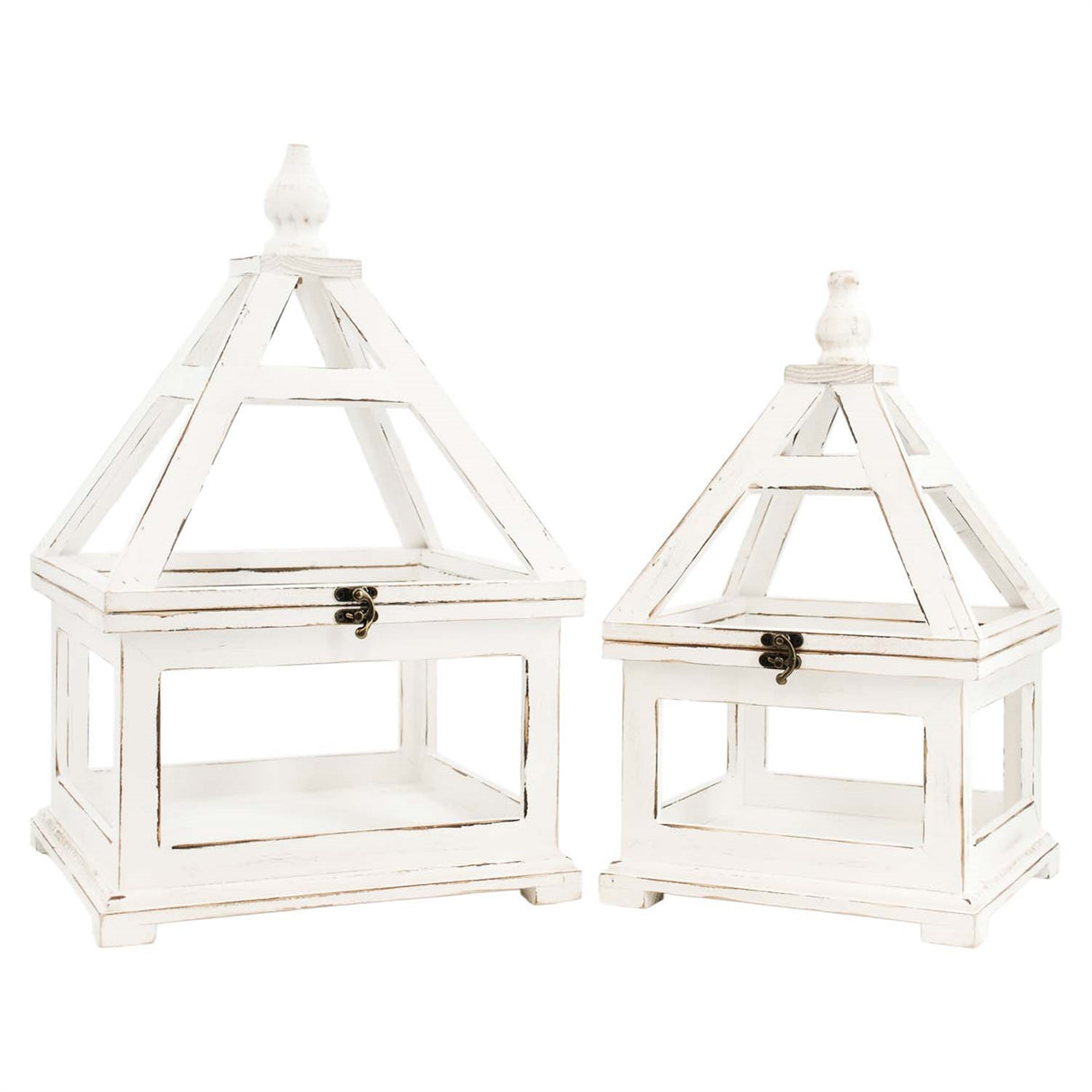 White Square Pyramid Lanterns- 2 Sizes