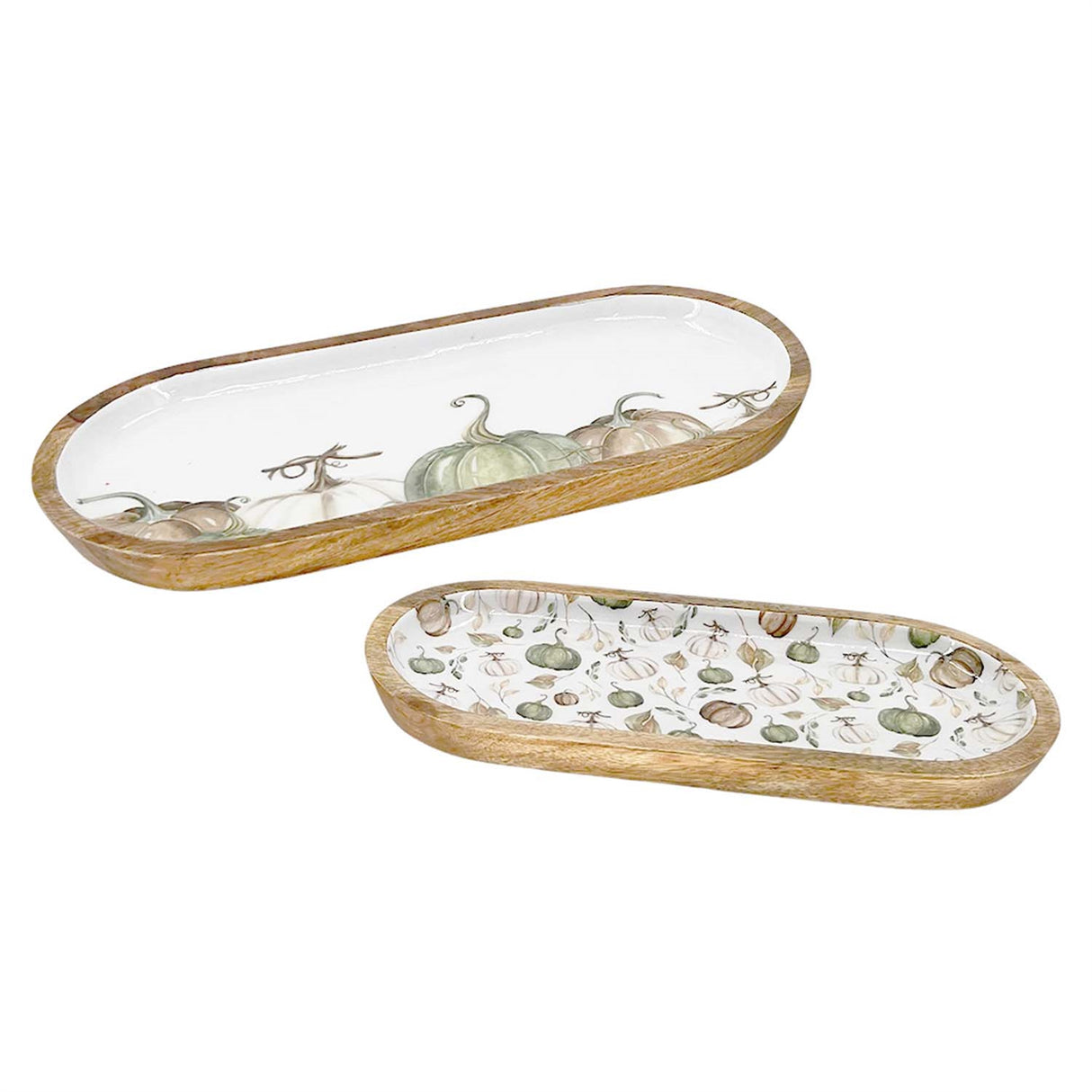 Pumpkin Cottage Enamel Oval Tray -2 Sizes