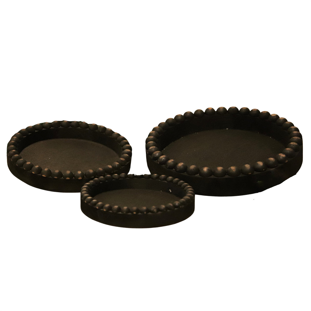 Black Round Beaded Trays- 3 Sizes