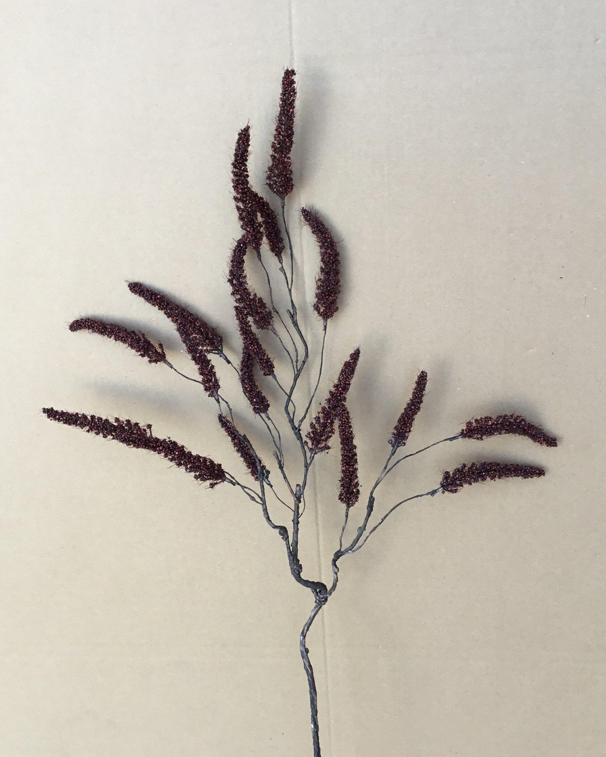 Brown Flocked Bendy Berry Spray