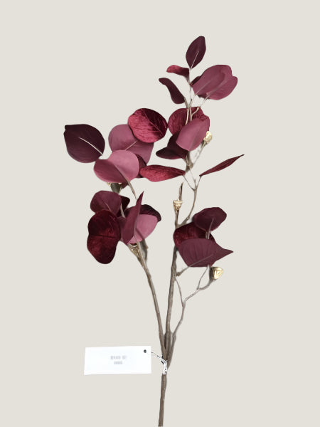 Burgundy Glamour Velvet Eucalyptus Spray