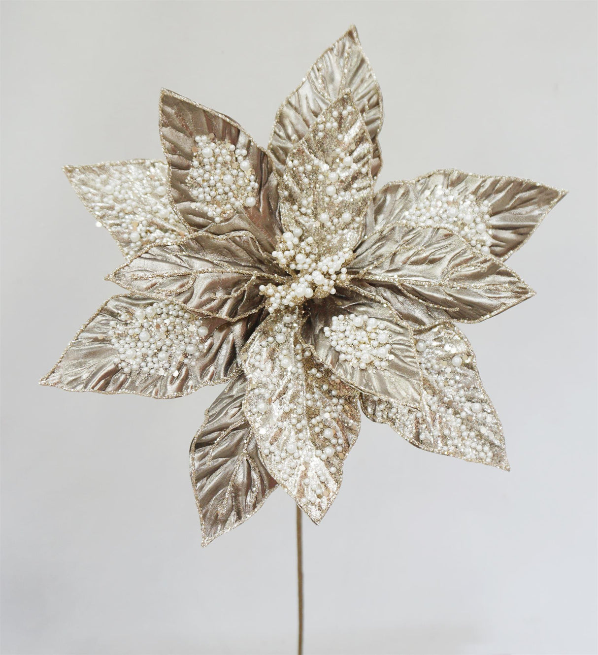 Pewter Metallic Poinsettia Spray