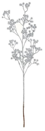 Silver Glittered Berry Spray